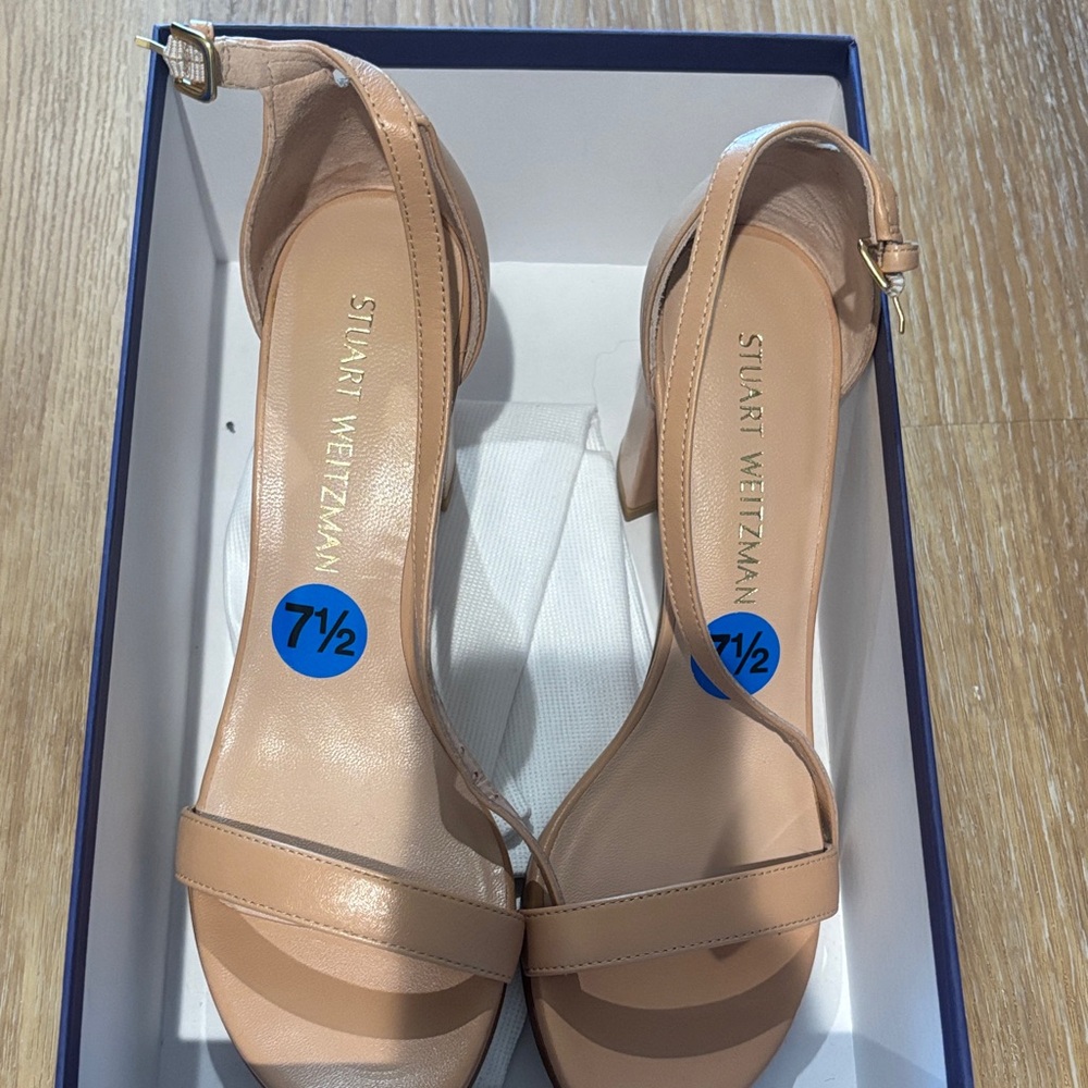 Stuart Weitzman Nude Ankle Strap Heels